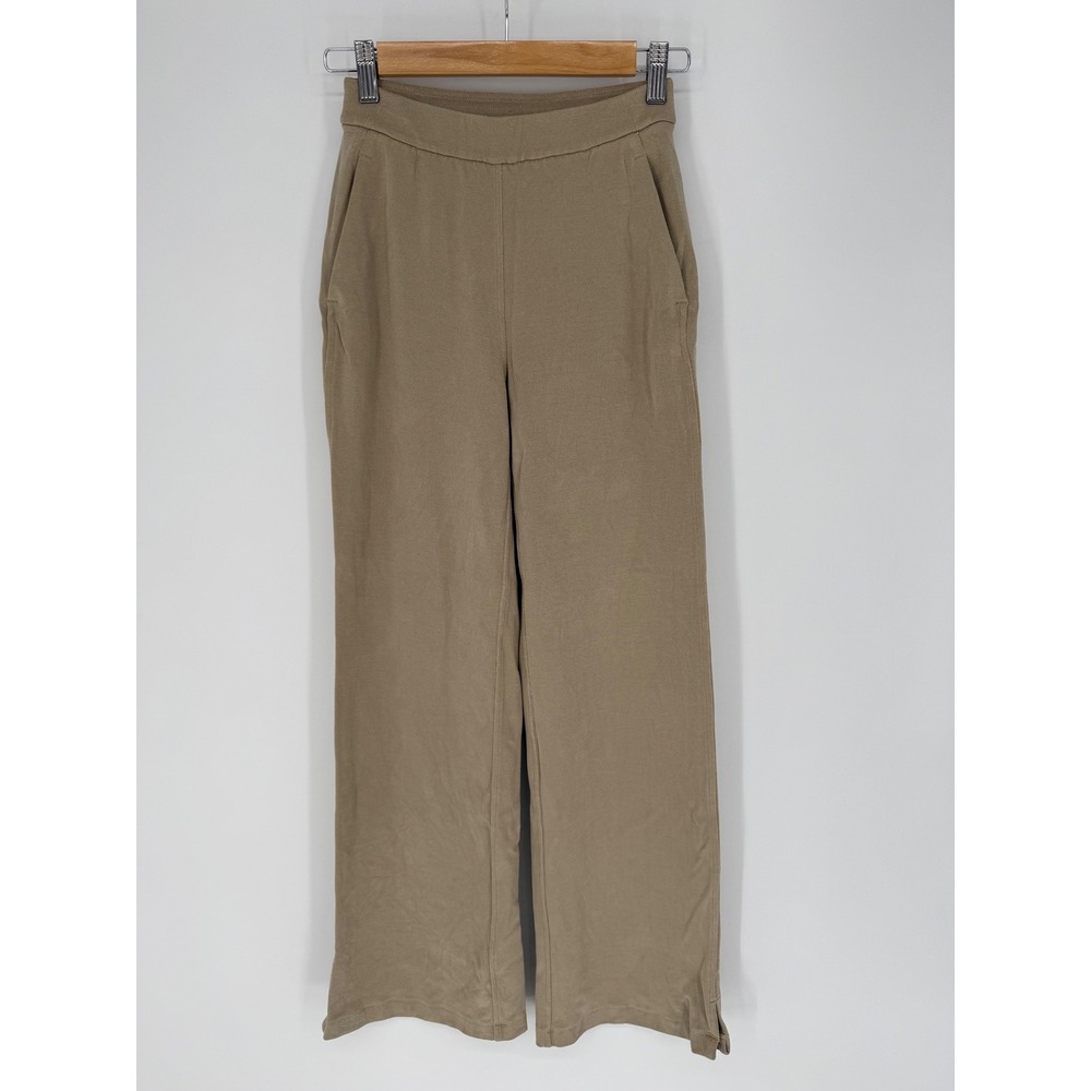LULULEMON SOFTSTREME HIGH RISE WIDE LEG PIQUE PANT SHEER OAK XXS VERSATILE